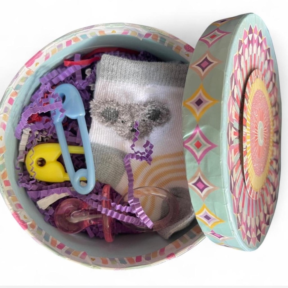 Charming Baby Gift Set with Gray and Yellow Socks for surprises (expecting)